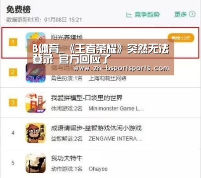 B体育_《王者荣耀》突然无法登录 官方回应了(图2) B体育